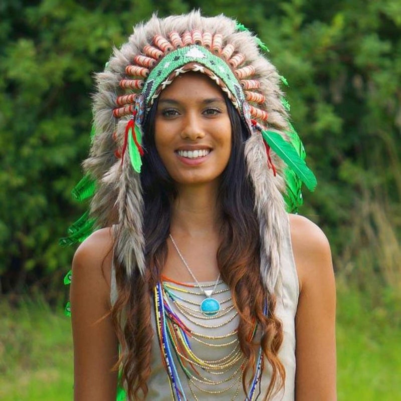 Novum Crafts Feather Headdress | Native American Indian Inspired | Green - Image 4